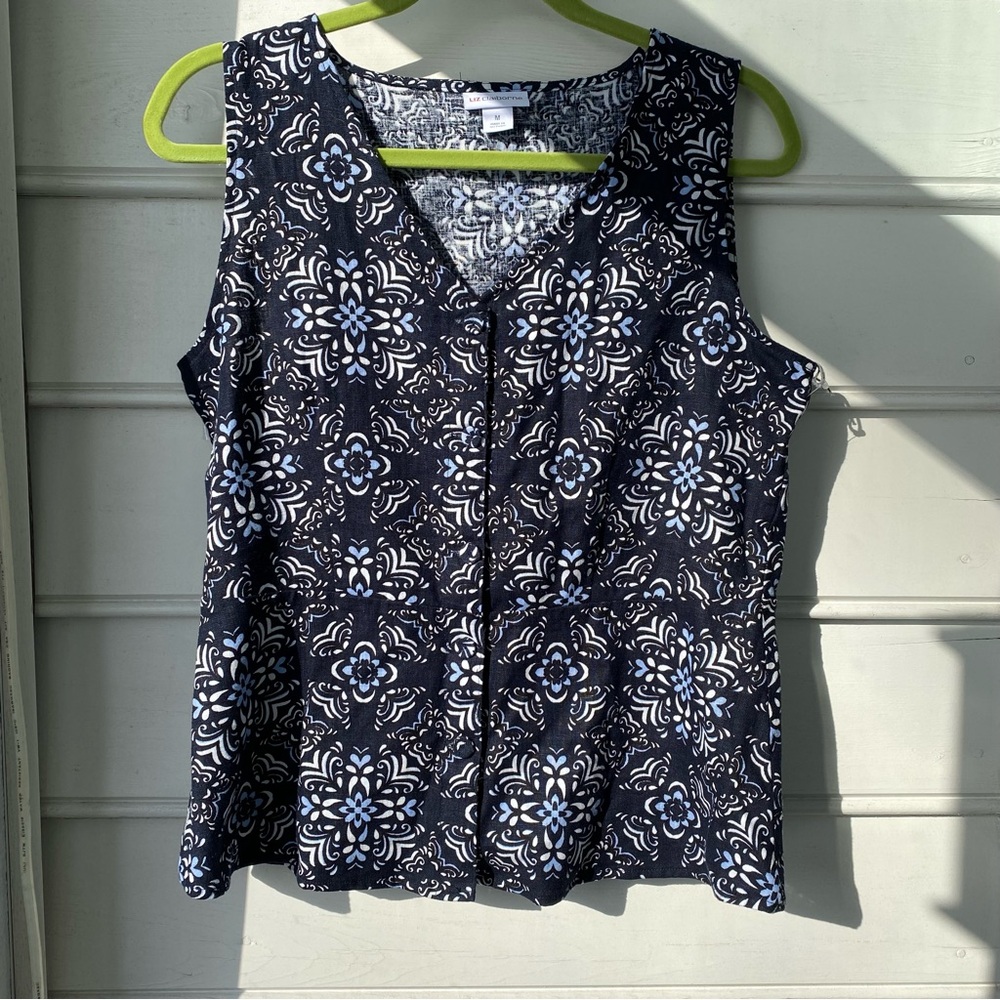 Navy Sleeveless Linen/Rayon Top - Liz Claiborne NWT - M
